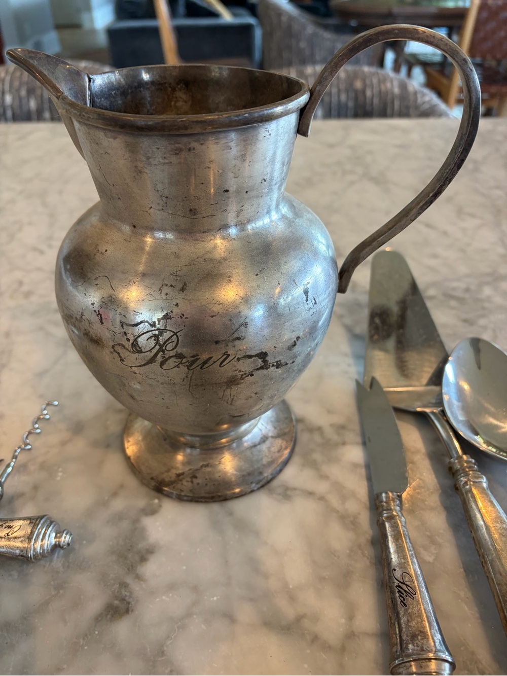 Classic Silver-Tone Metal Pitcher - Vintage-Style Home Dining Accent REAL SILVER